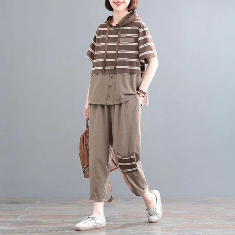 Women's Two Piece Pants Summer Set Women Hooded Ployester Cotton Hoodies Loose Harme Streetwear Women's Suit Female Trouser SuitsWomen's, Khaki
Women's Two Piece Pants Summer Set Women Hooded Ployester Cotton Hoodies Loose Harme Streetwear Women's Suit Female Trouser SuitsWomen's, Khaki