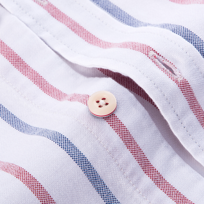 Men's Casual 100% Cotton Oxford Striped Shirt Single Patch Pocket Long Sleeve Standard-fit Comfortable Thick Button-down Shirts 220322