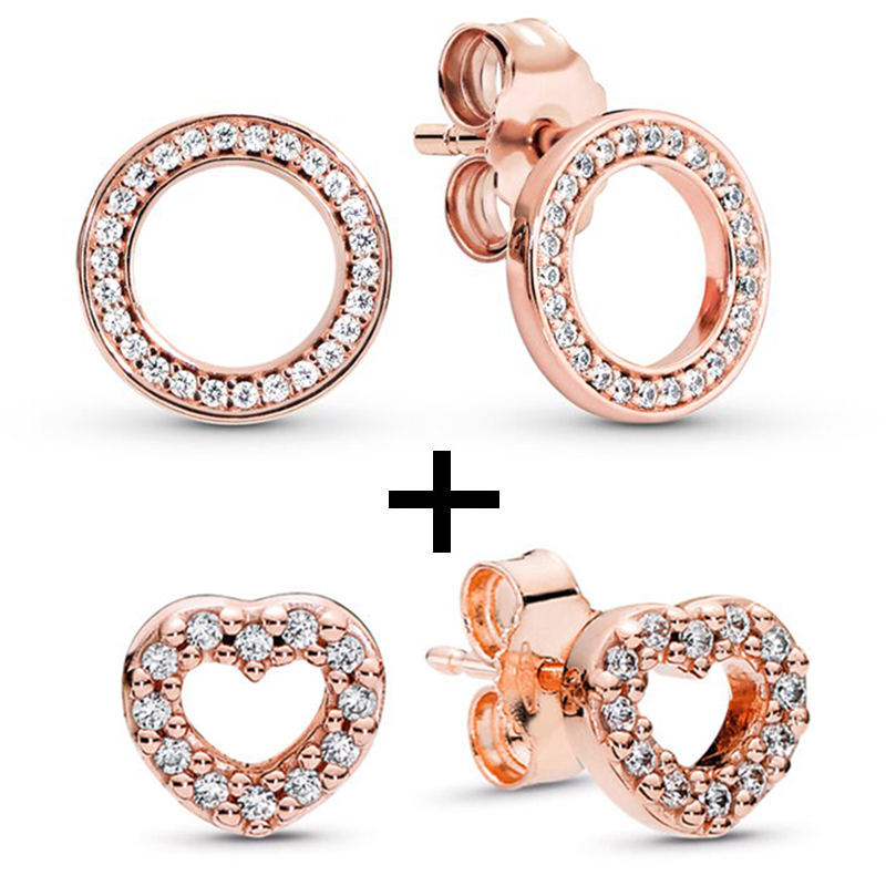 New Popular 925 Sterling Silver Cheap Multipiece Heart Crown Stud Earrings Clear Cz For Earrings Womens Wedding Valentines Day Jewelry Gifts