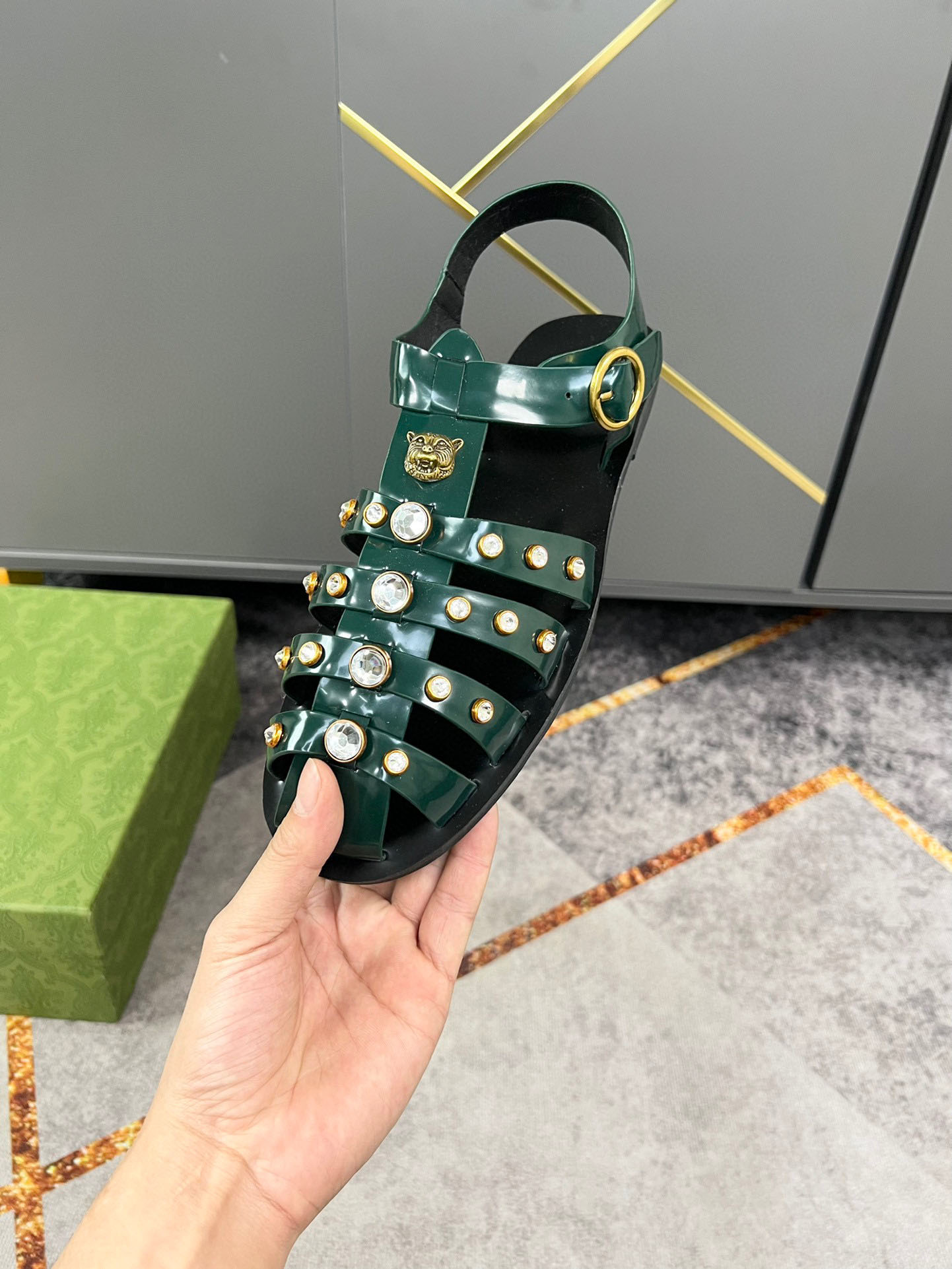 Men's Brand Name Tiger Sandals - Cowhide Leather Beach & Office Riveted Design Sizes 38-46