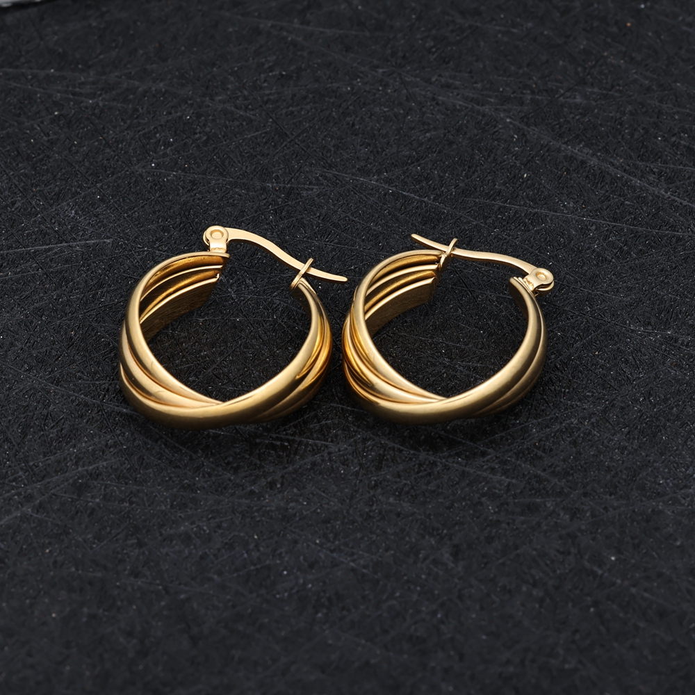 & Hie Triple Laywer Hoop Earrings for Women Ladies Gift Jewelry With Engraved