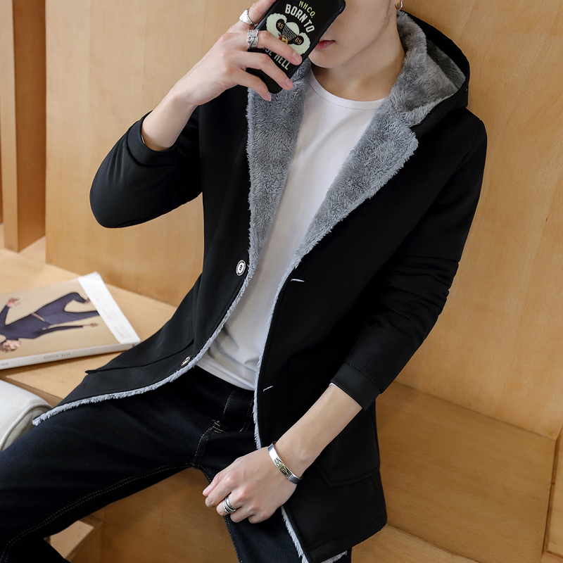 Men's Trench Coats Winter Men with Warm Hood Men's Coats Fashion Winter Men 's Cashmere Warm Jacket Hoodie Trench Plus Size Man Jackets