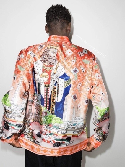 Casablanca 22ss king card racing printed long sleeved silk shirt men and women fashion designer shirts, As shown in figure
Casablanca 22ss king card racing printed long sleeved silk shirt men and women fashion designer shirts, As shown in figure