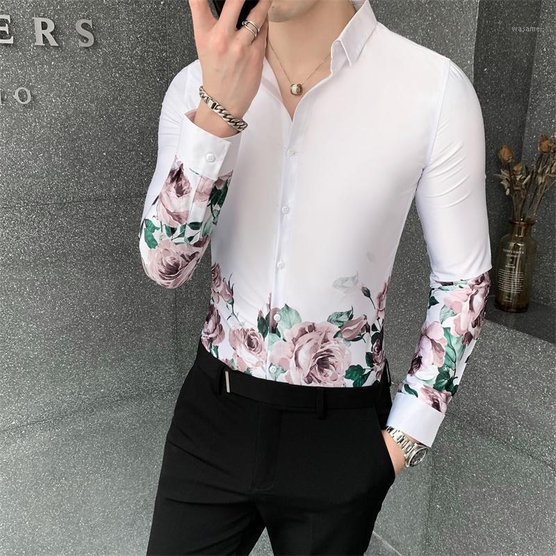 Korean Shirts For Men Fashion 2022 Long Sleeve Casual Digital Print Slim Fit Streetwear/Club/Prom Tuxedo Dress Men's, Black 
Korean Shirts For Men Fashion 2022 Long Sleeve Casual Digital Print Slim Fit Streetwear/Club/Prom Tuxedo Dress Men's, Black