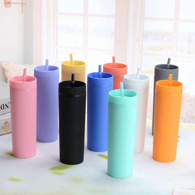 Wholesale 16oz Skinny Tumblers Matte Colored Tumblers with Lids and Straws Double Wall Plastic Tumbler drinking cup, Customize
Wholesale 16oz Skinny Tumblers Matte Colored Tumblers with Lids and Straws Double Wall Plastic Tumbler drinking cup, Customize