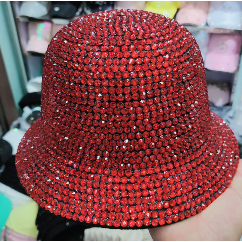 New high-end pearl diamond small brim bucket hat, Multi