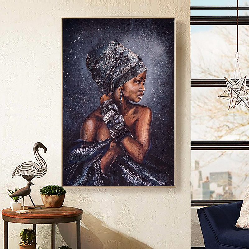 

Smiling African Nude Women Abstract Portrait Oil Painting on Canvas Posters and Prints Wall Art Picture for Living Room Decor