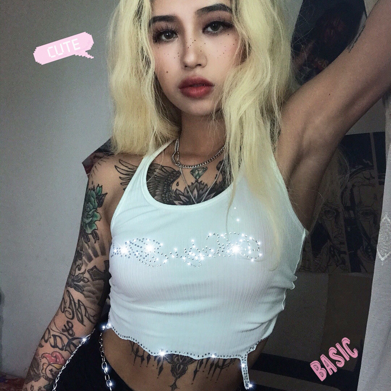 Summer White Crop Top T Shirts Sleeveless Short Bustier Satin s Tee Women Underwear 220325