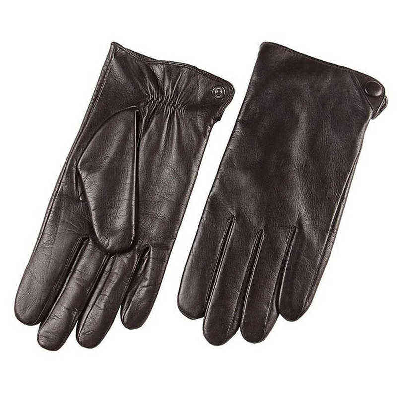 Fashion Men Real Sheepskin Gloves Wrist Solid Winter Lambskin Genuine Leather For Male Warm Driving Glove M001NC T220815