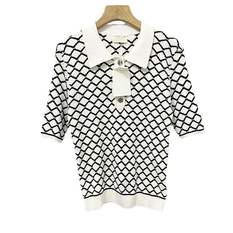 302 2022 Spring Autumn Brand SAme Style Sweater Short Sleeve White Lapel Neck Pullover Fashion Womens Clothes High Quality Womens teng
302 2022 Spring Autumn Brand SAme Style Sweater Short Sleeve White Lapel Neck Pullover Fashion Womens Clothes High Quality Womens teng