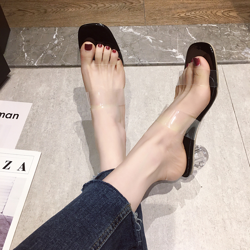 Transparent High Heels Women Square Toe Sandals Summer Shoes Woman Clear High Pumps Wedding Jelly Buty Damskie Heels Slippers 220517