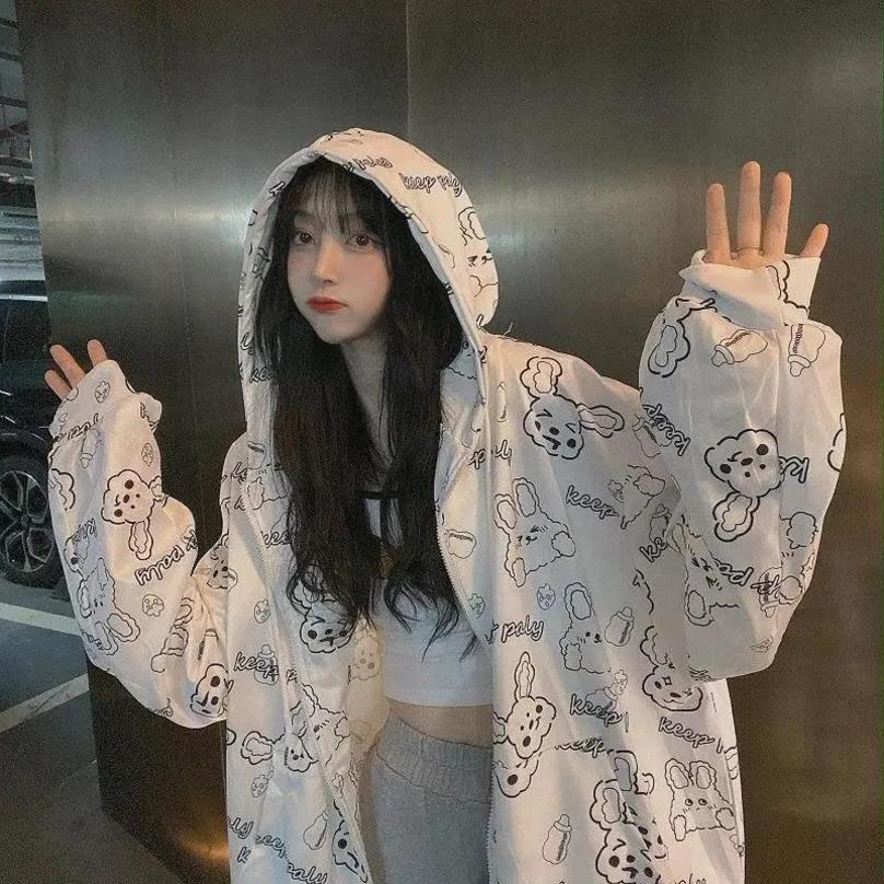 Women's Jackets Spring Autumn Thin Sweatshirt Women Oversized Streetwear Cartoon Print Lett L220824, White
Women's Jackets Spring Autumn Thin Sweatshirt Women Oversized Streetwear Cartoon Print Lett L220824, White