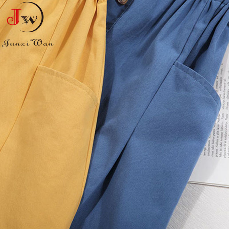 Women Summer Skirt Spring Korean Style Casual Solid High Waist ALine Midi Skirts With Pocket Girls Elegant Faldas 220701