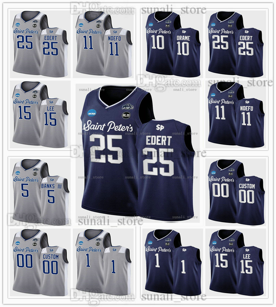 NCAA 25 Doug Edert Jerseys College Basketball Saint Peter's Peacocks 5 Daryl Banks III 11 KC Ndefo 15 Matthew Lee 10 Fousseyni Drame 14 Hassan Drame Sports University, Kids grey
NCAA 25 Doug Edert Jerseys College Basketball Saint Peter's Peacocks 5 Daryl Banks III 11 KC Ndefo 15 Matthew Lee 10 Fousseyni Drame 14 Hassan Drame Sports University, Kids grey