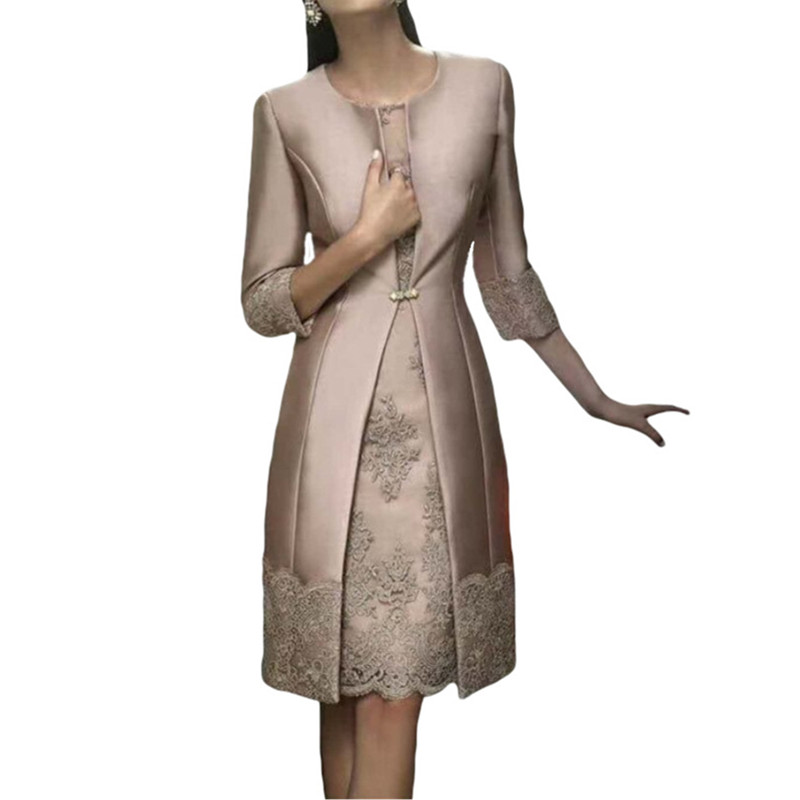 Elegant Short Mother Dresses With Jacket Mother Of The Bride Dress Suit Gowns Formal Party Wear Wedding Guest Dresses 3/4 Long