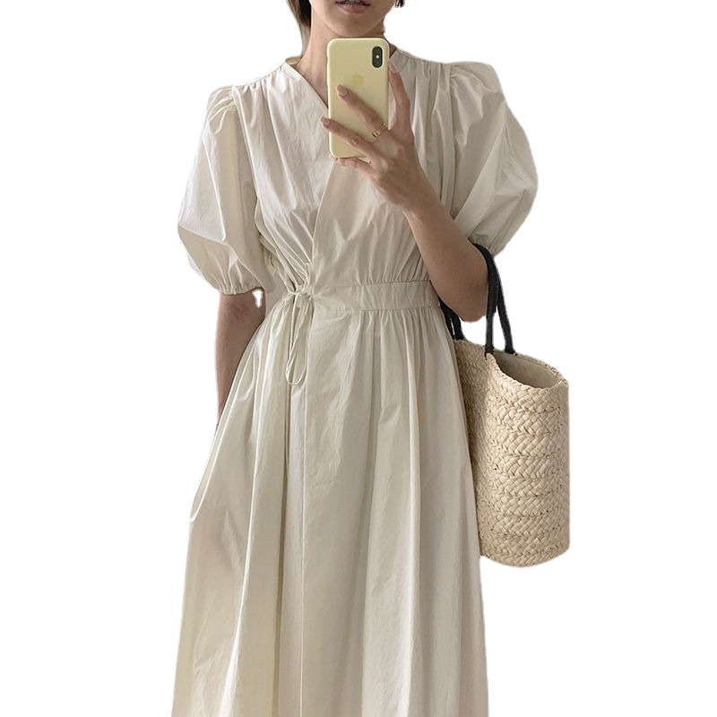 HOUZHOU Korean Fashion Midi Dress Women Chic Elegant V-neck Cross Lace-up Solid Puff Sleeve Casual Dress Summer One Piece Ladies
HOUZHOU Korean Fashion Midi Dress Women Chic Elegant V-neck Cross Lace-up Solid Puff Sleeve Casual Dress Summer One Piece Ladies