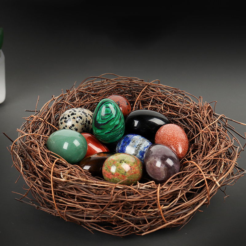 Natural Stone Crystal Egg Ornaments Quartz Healing Crystals Energy Reiki Gem Living Room Decoration