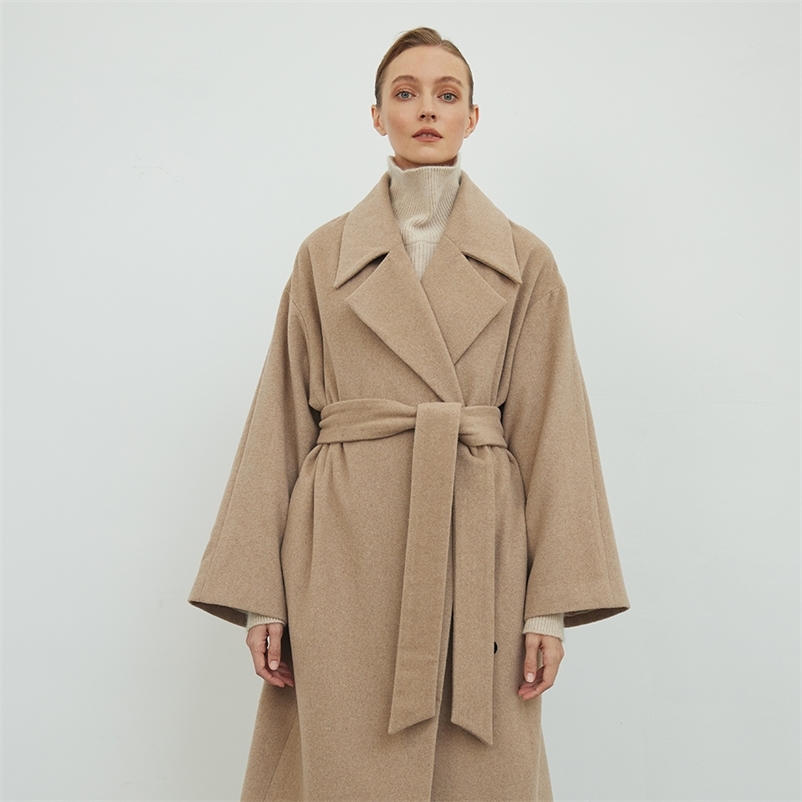 Women's Wool Blends Mkyn women elegant long wool coat with belt solid outerwear women's coat with drop shoulder 220826, Camel
Women's Wool Blends Mkyn women elegant long wool coat with belt solid outerwear women's coat with drop shoulder 220826, Camel