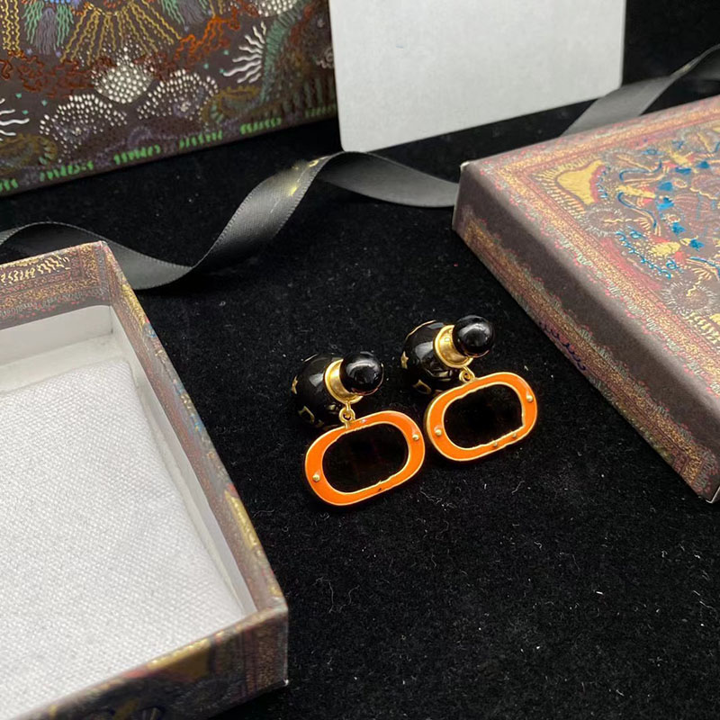 Big Black Stone Double Side Ball Stud Earrings for Women D Letters Luxury Designer Copper Vintage Ear Rings Party Jewelry
Big Black Stone Double Side Ball Stud Earrings for Women D Letters Luxury Designer Copper Vintage Ear Rings Party Jewelry