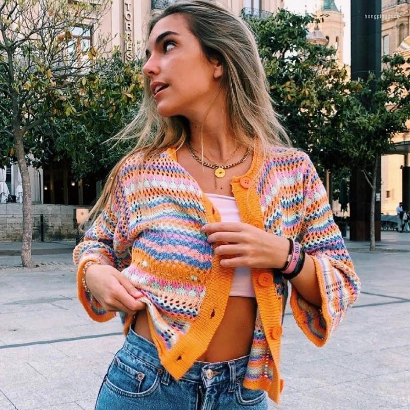 Women' Knits & Tees Autumn And Winter Striped Sweater Women Loose Large Size Rainbow Knit Button Cardigan O-neck Top, Orange
Women' Knits & Tees Autumn And Winter Striped Sweater Women Loose Large Size Rainbow Knit Button Cardigan O-neck Top, Orange