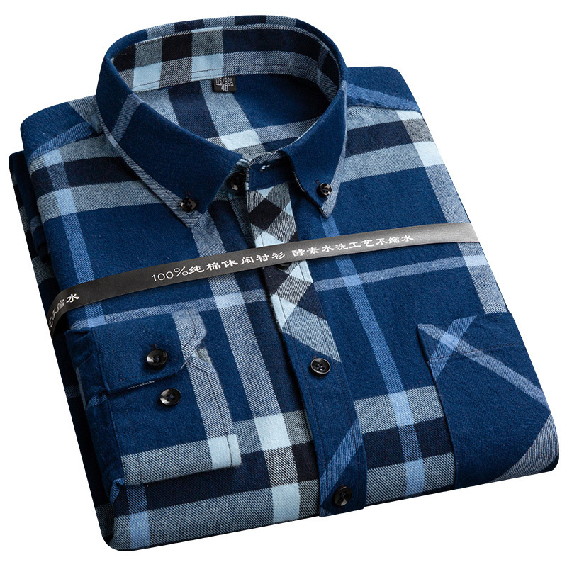 Plaid Shirts for Male Plus Size Leisure Mens 100% Cotton Winter Warm Flannel Casual Checkered Over Shirt long Sleeve 220322