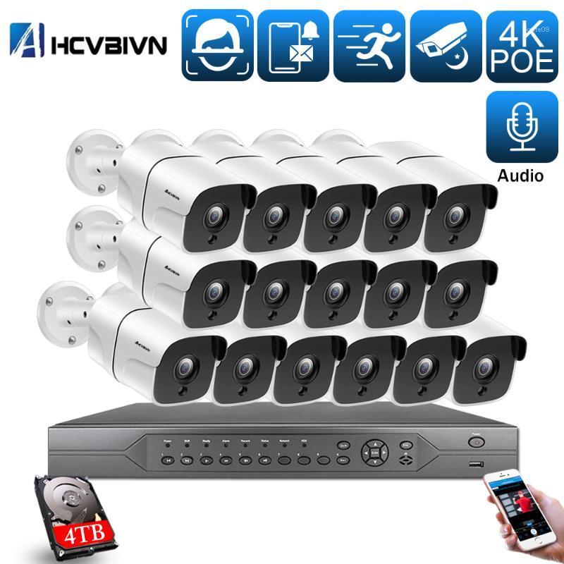 

Systems AHCVBIVN AI Smart 4K 5MP System 16CH POE CCTV Security NVR Kit HD Sound Audio Outdoor IP Camera Surveillance
