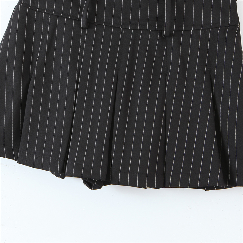 Vintage college style sexy high waist striped pleated skirt woman slim fit kawaii short mini for girl spring summer 220317