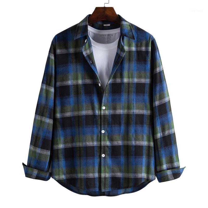 Men' Casual Shirts Plaid Print Shirt Long Sleeve Single Breasted Turn-Down Collar Fashion Loose Hip Hop Vintage Clothes D924#, Blue 
Men' Casual Shirts Plaid Print Shirt Long Sleeve Single Breasted Turn-Down Collar Fashion Loose Hip Hop Vintage Clothes D924#, Blue