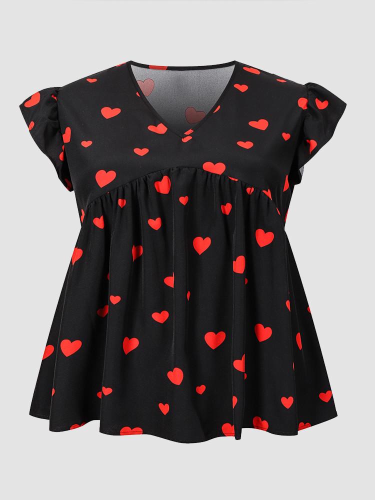 Women's Plus Size T-Shirt Finjani Heart Print Tee Women Ruffle Trim Blouse Casual And Loose V-Neck Oversized Short SleeveWomen's, As pic
Women's Plus Size T-Shirt Finjani Heart Print Tee Women Ruffle Trim Blouse Casual And Loose V-Neck Oversized Short SleeveWomen's, As pic