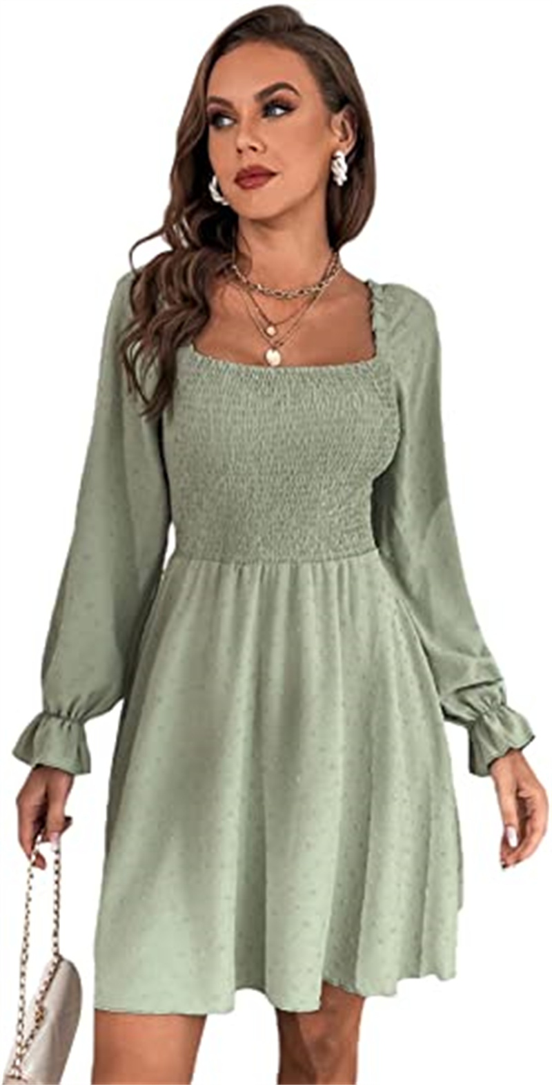 Women' Tops & Tees Bohemian long sleeve square collar high waist floral mini dress, Photo color
Women' Tops & Tees Bohemian long sleeve square collar high waist floral mini dress, Photo color