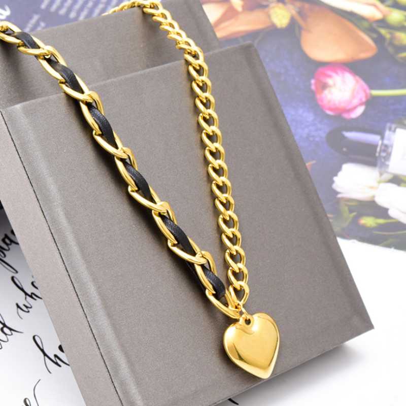 Pendant Necklaces Stainless Steel Fashion Fine Jewelry Leather Braid Love Heart Charms Thick Chain Choker & Pendants For WomenPendant
Pendant Necklaces Stainless Steel Fashion Fine Jewelry Leather Braid Love Heart Charms Thick Chain Choker & Pendants For WomenPendant