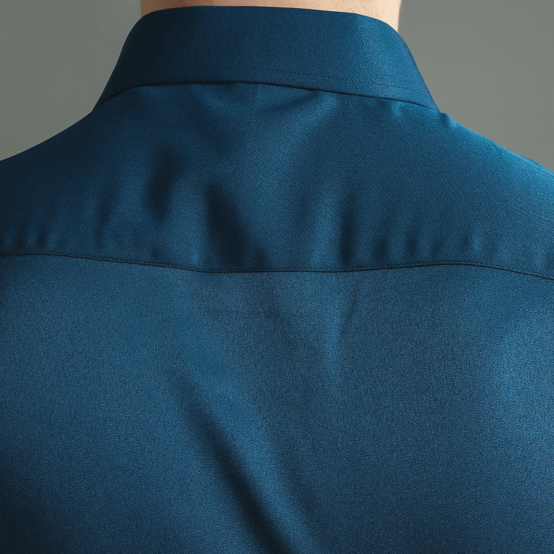 Formal Men Shirt Long Sleeve Elastic Solid Casual ner Smart Shirts Stretch Slim Fit Camisas Social Purple Male Blouse 220330