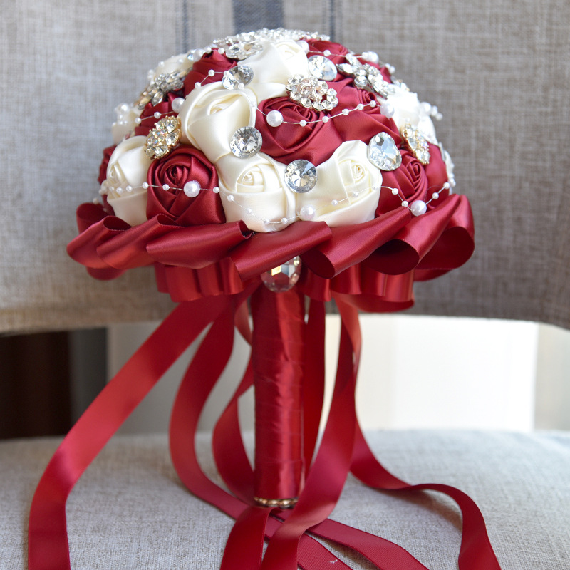 Beautiful In Stock Ivory Ribbon Flowers Stunning Bridal Bouquet Bridesmaid Wedding Bouquets Korean style European and American wedding gifts