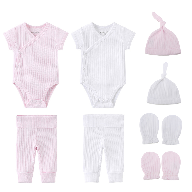 Solid Unisex Born Baby Boy Clothes Bodysuits+Pants+Hats+Gloves Girl Cotton Clothing Sets Roupa de 220509