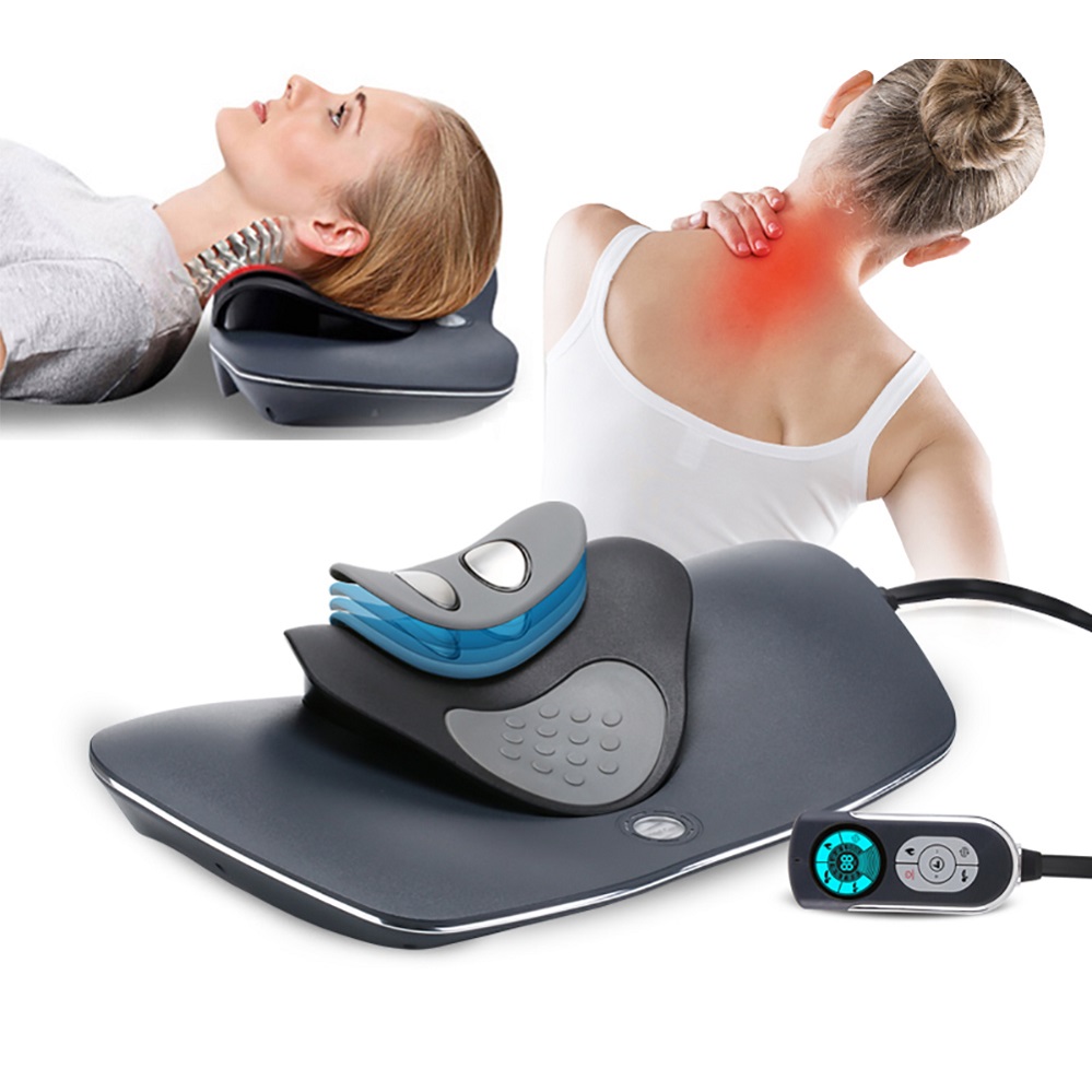 Electric Neck Massager Pillow Cervical Vertebra Traction Heating Massager Tens Kneading Neck Pain Relief Cervical Massageador