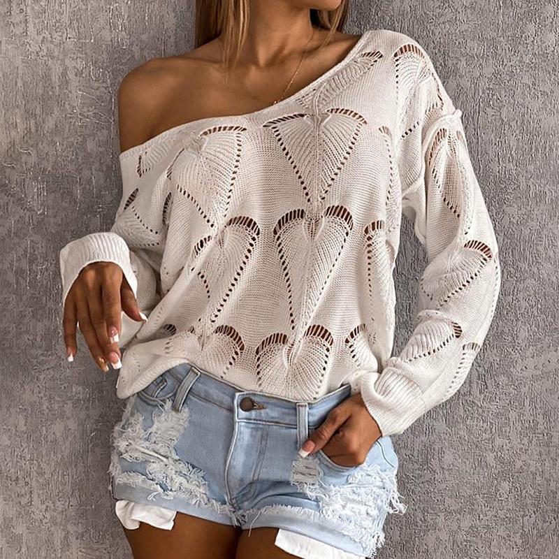 Women' Sweaters 2022 Spring Autumn Solid Color Slash Neck Long Sleeve Casual Women Blouses Daily Shirts Hollow Out Open Knit Sweater Ladies
Women' Sweaters 2022 Spring Autumn Solid Color Slash Neck Long Sleeve Casual Women Blouses Daily Shirts Hollow Out Open Knit Sweater Ladies