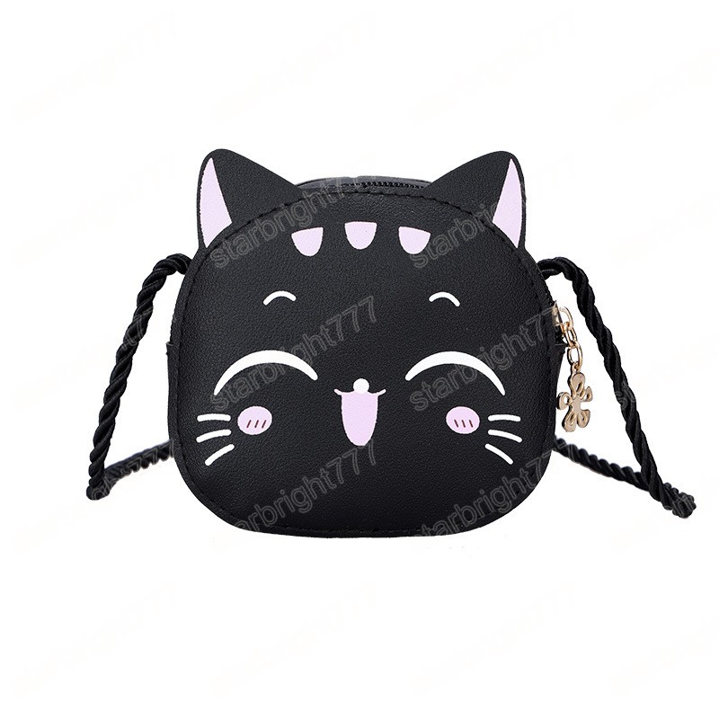 Cute Children Girls' Crossbody Bag Cartoon Cat Princess Small Shoulder Bags PU Leather Boys Kids Coin Purse Handbags Wallet