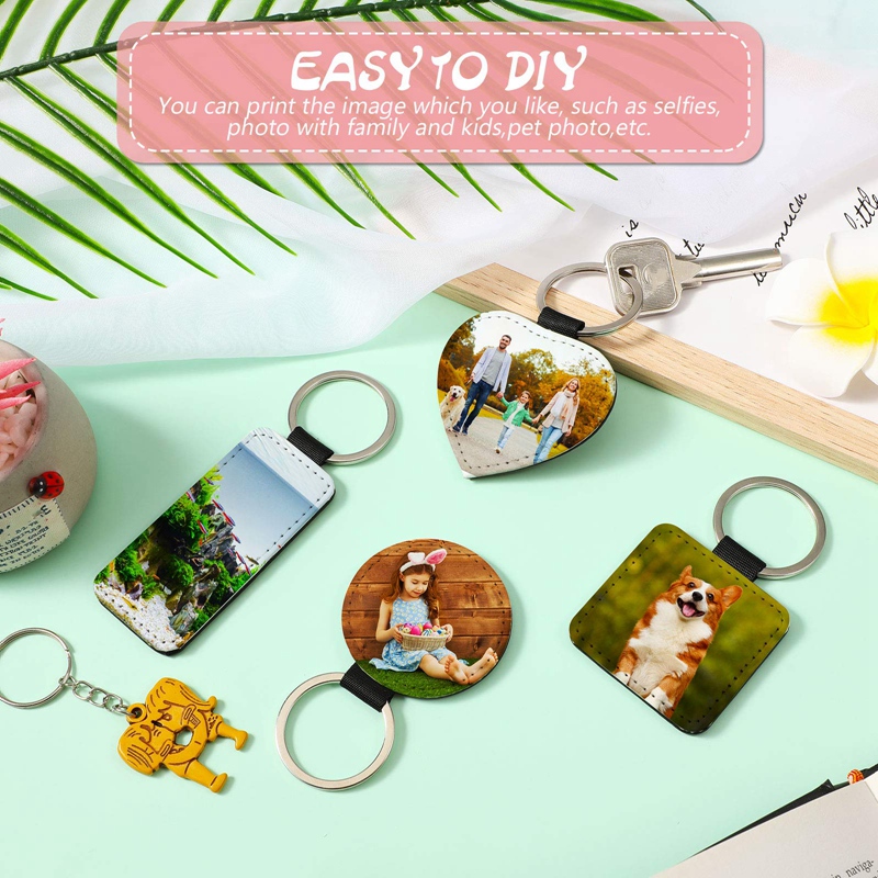 Sublimation Blanks Keychain PU Leather Keychain Heat Transfer Keychain Keyring Sublimation Keyrings DIY Craft