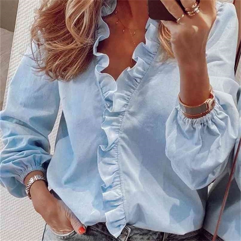 Long Sleeve Shirt Women Blouse Elegant Boho Floral Print Slim Tops Office Lady Ruffle V-Neck Edible Tree Fungus 210607, White
Long Sleeve Shirt Women Blouse Elegant Boho Floral Print Slim Tops Office Lady Ruffle V-Neck Edible Tree Fungus 210607, White