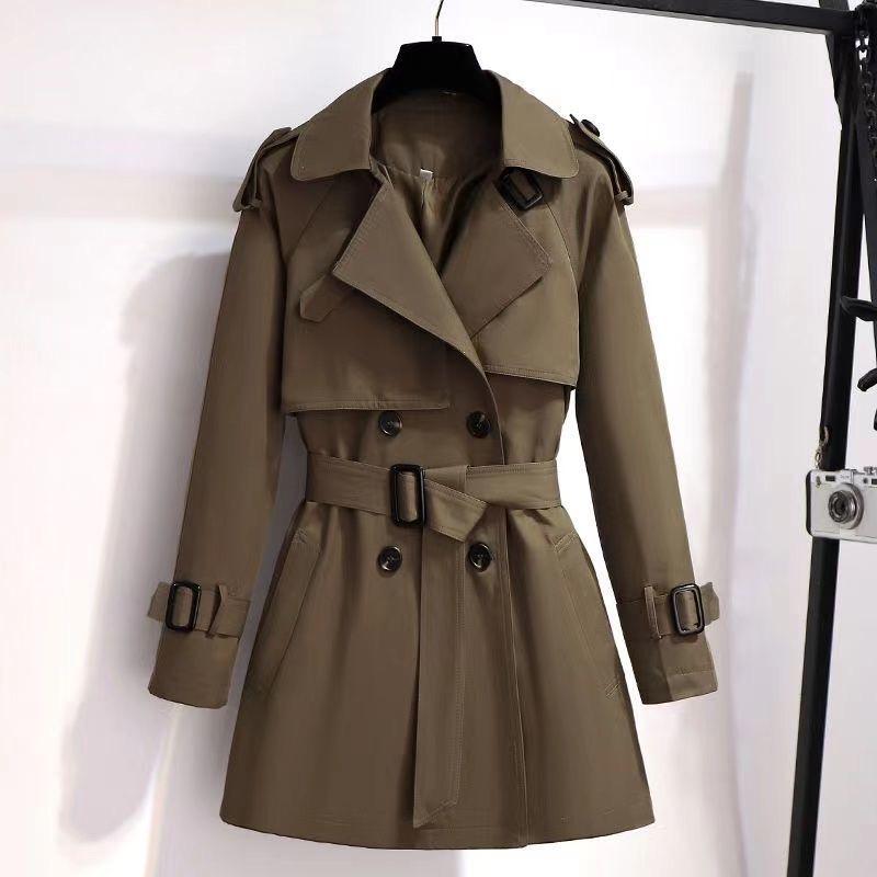 Women's Trench Coats Autumn Winter Elegant Women Double Breasted Solid Coat Vintage Turn-Down Collar Loose With Belt 3XL