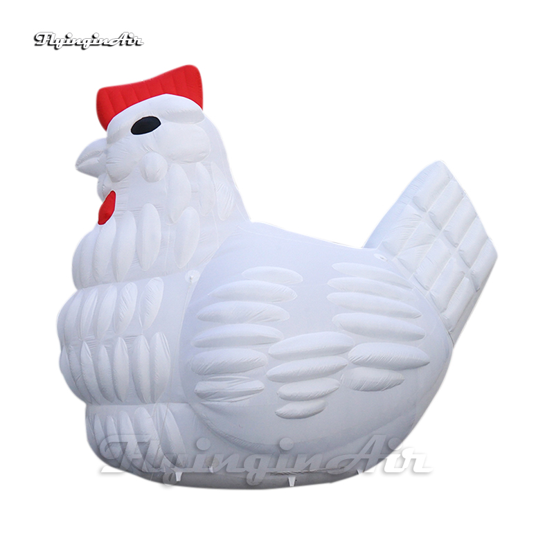 5m White Inflatable Hen Personalized Advertising Cartoon Animal Mascot Model Air Blow Up Domestic Fowl Chicken Balloon For Farm Decoration