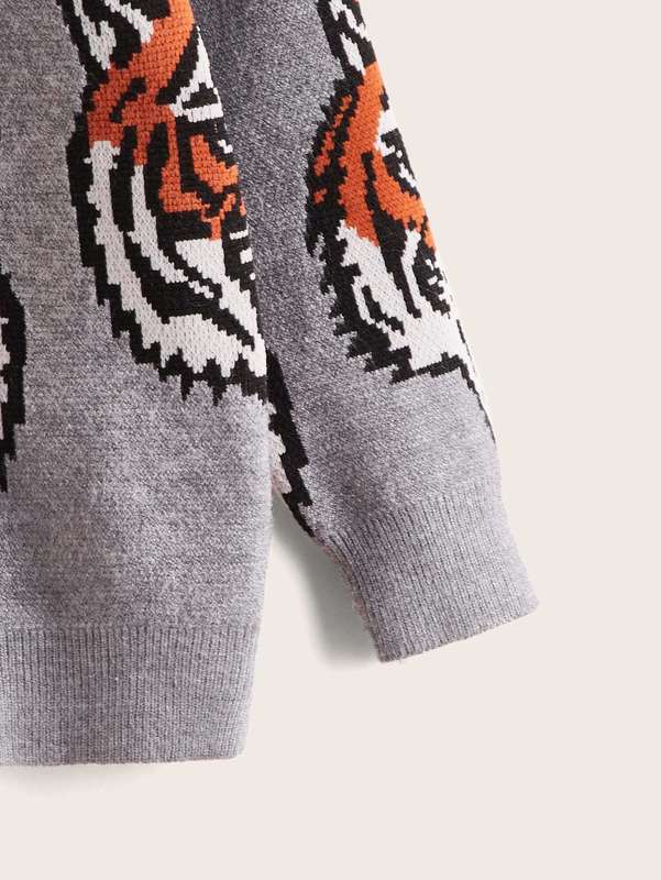 Toddler Boys Tiger Pattern Sweater SHE01