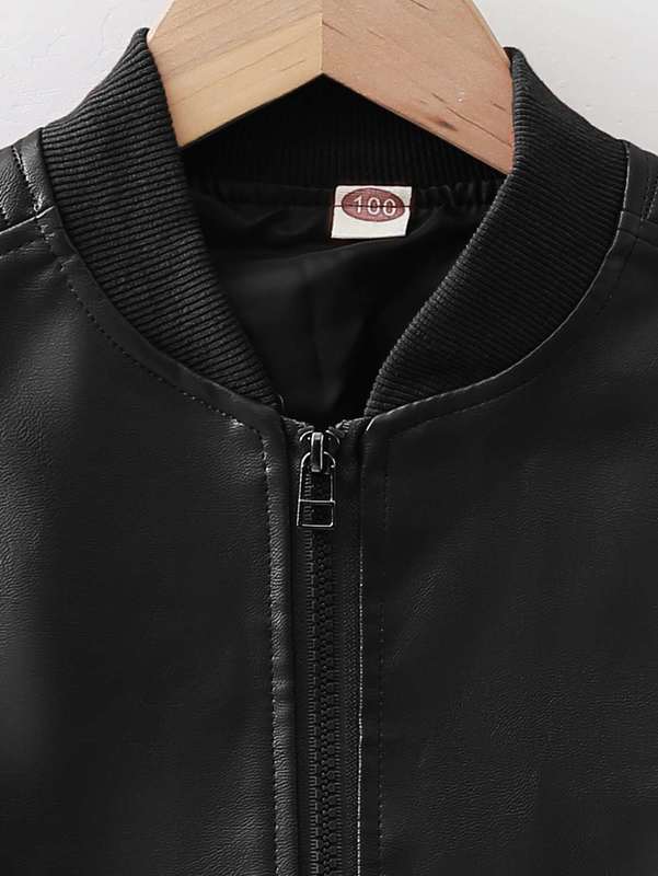Toddler Boys PU Leather Bomber Jacket SHE