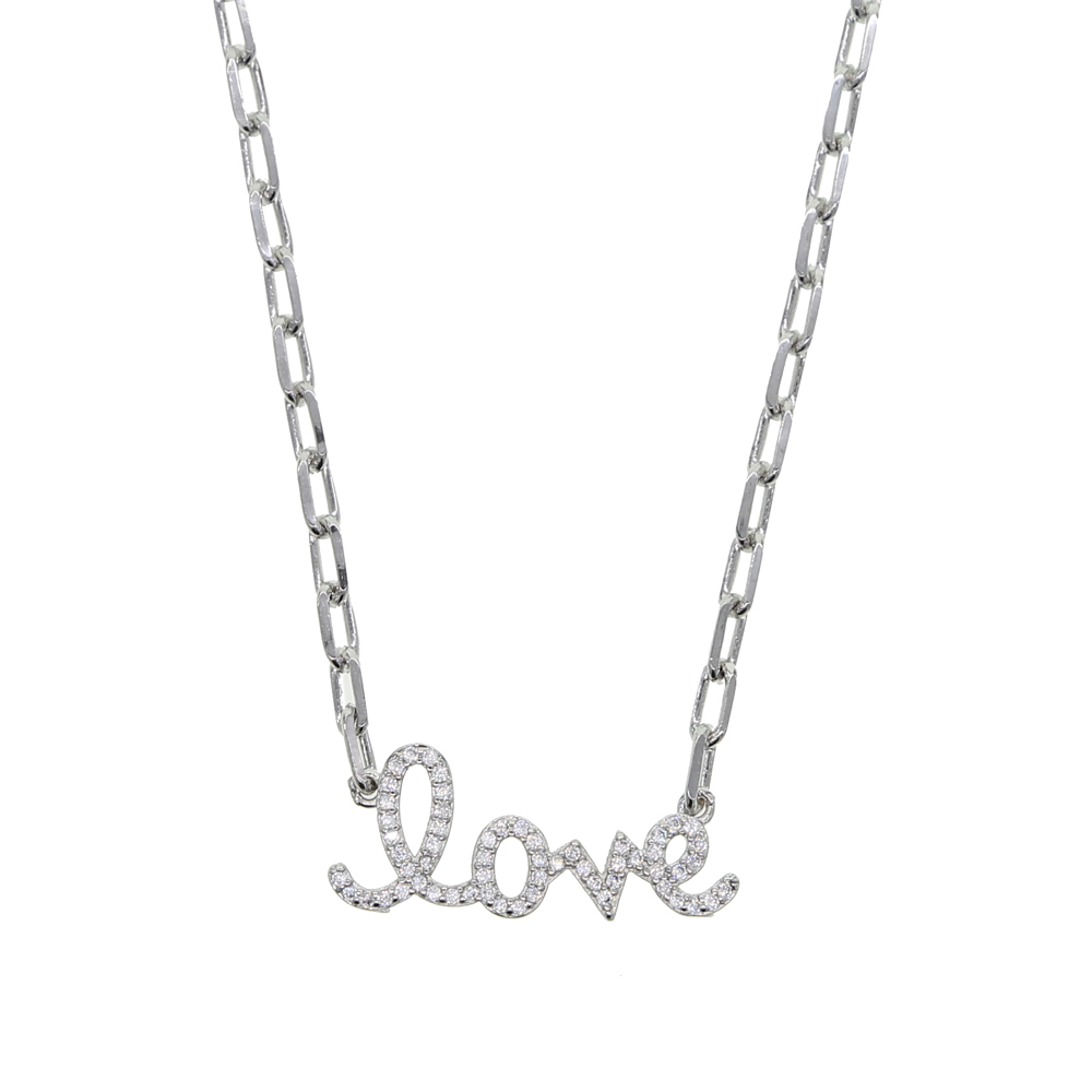 New Trend Link Chain Letter Love Charm Pendant Necklace for Hip Hop Women Jewelry with Cz Paved Wholesale Initial Name Jewelrys
