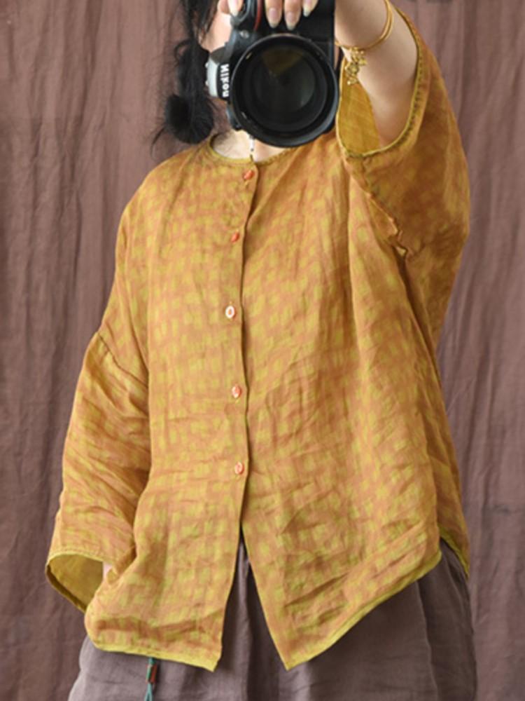 Women's Blouses & Shirts Johnature Women Vintage Plaid And Tops Ramie O-Neck Seven Sleeve Button 2022 Summer Casual Thin ShirtsWomen's, Green
Women's Blouses & Shirts Johnature Women Vintage Plaid And Tops Ramie O-Neck Seven Sleeve Button 2022 Summer Casual Thin ShirtsWomen's, Green