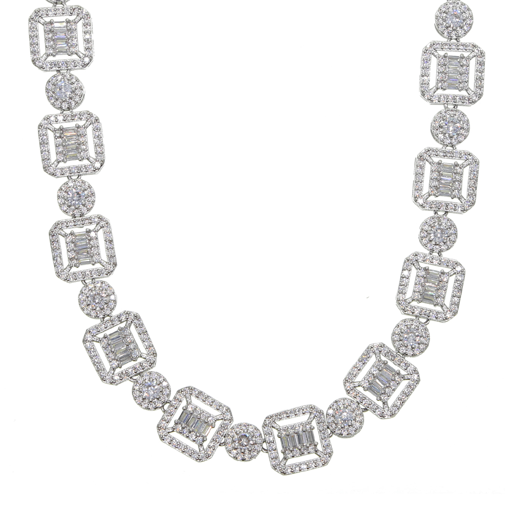Iced Out Necklace: 5A Cubic Zirconia Geometric Beads Choker for Men & Women