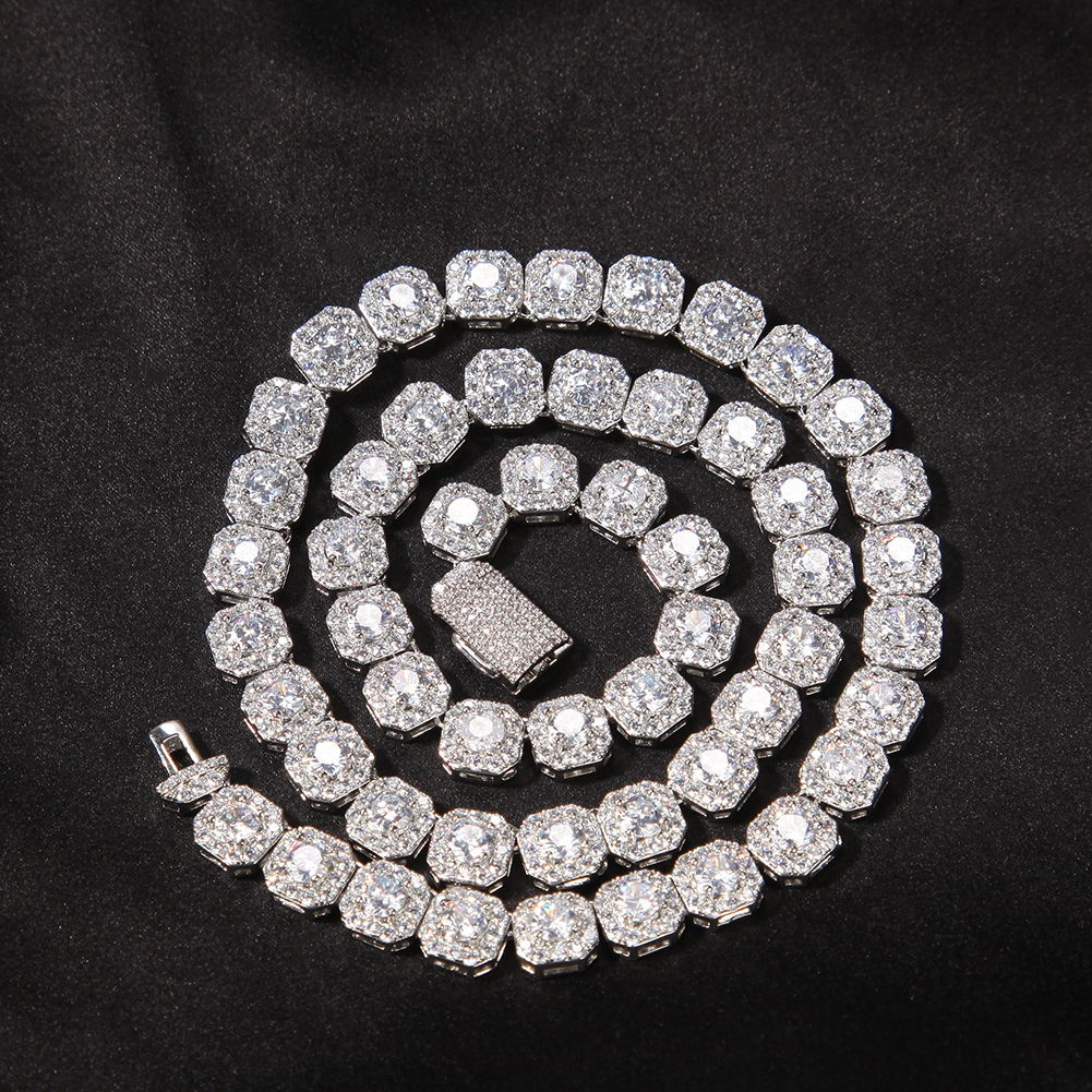 Iced Out Tennis Chain Necklaces Fashion Mens Hip Hop Necklace Jewelry 9mm Square Diamond Rock Candy Gold Chains Necklace