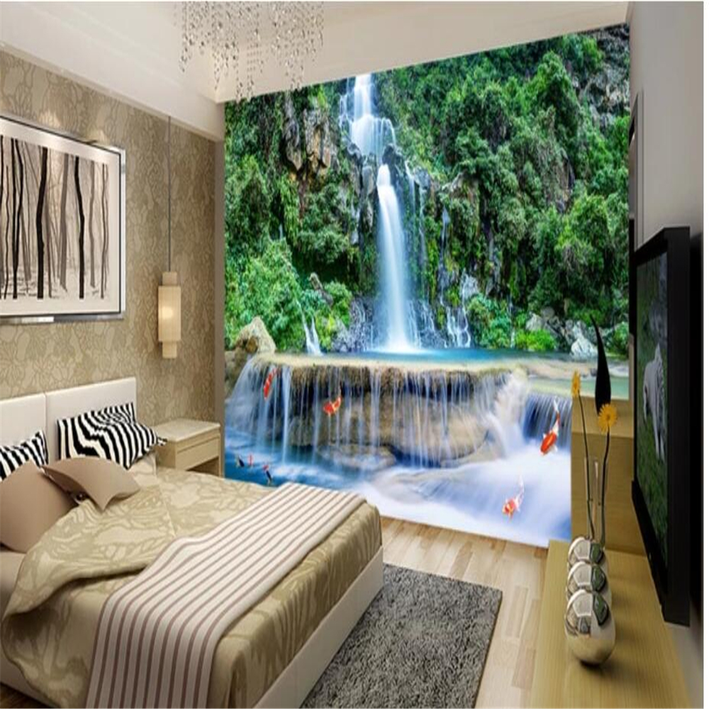Custom wallpaper 3d mural mountain waterfall water 3D mural landscape background wall living room wallpaper 3d mural