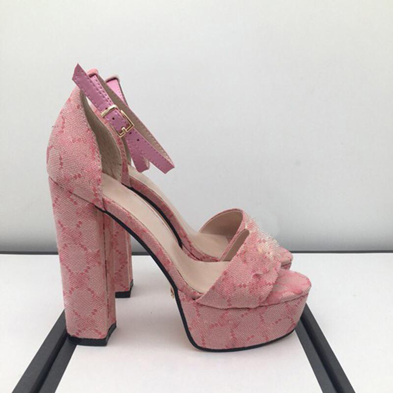 Designer-Summer high heels sandals 2021 fashion printing platform Pumps 13cm women professional shoe outdoor lawn anti slip wear resistant l