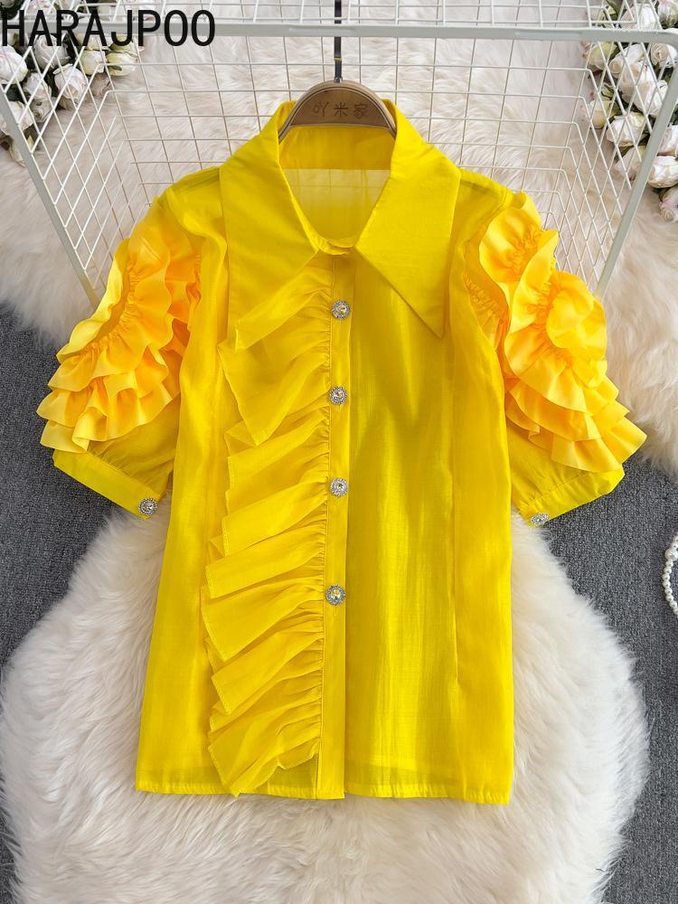Women's Blouses & Shirts Harajpoo Woman Blouse Summer Western Style French Flounce Three-dimensional Flower Sleeve Single Breasted Shirt Top, White
Women's Blouses & Shirts Harajpoo Woman Blouse Summer Western Style French Flounce Three-dimensional Flower Sleeve Single Breasted Shirt Top, White